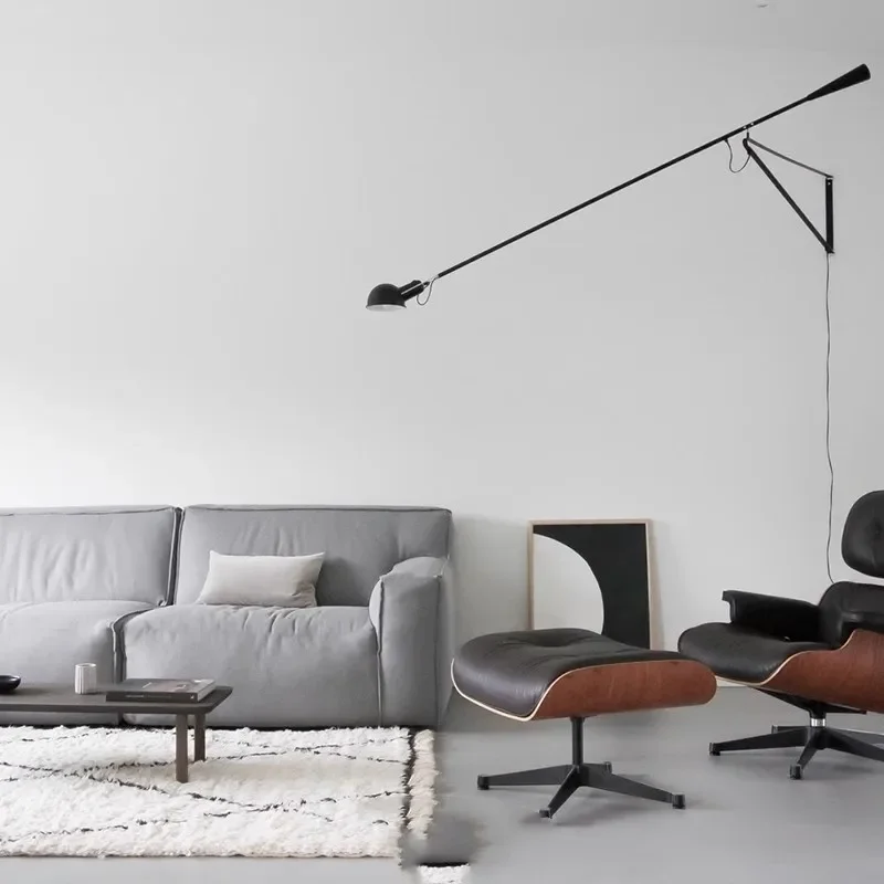 สําหรับห้องนั่งเล่นห้องนอน Study Home Lighting อุตสาหกรรมโบราณ Vintage อุตสาหกรรมสีดํา E27 Swing Arm Arne Jacobsen โคมไฟติดผนัง