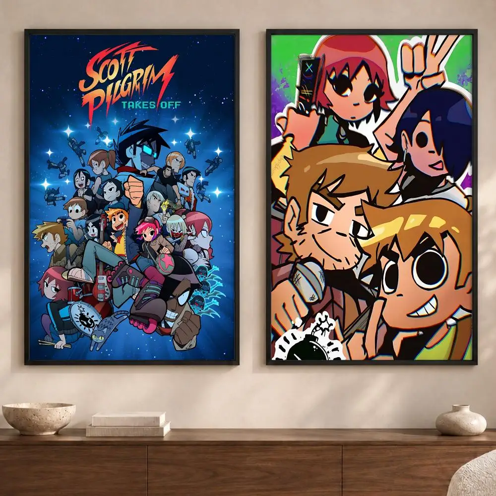 Anime S-Scott Pilgrim vs the WorldS Poster Art  Self-Adhesive No Glue Residue Wall Sticker for Home Office Nursery