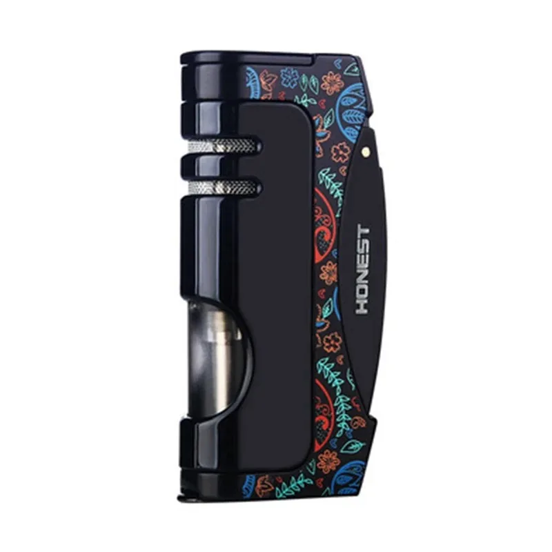 

Single Flame Cigarette Jet Lighters Windproof Portable Cigar Lighter with Cigar Punch Cutter Windproof Butane Lighter