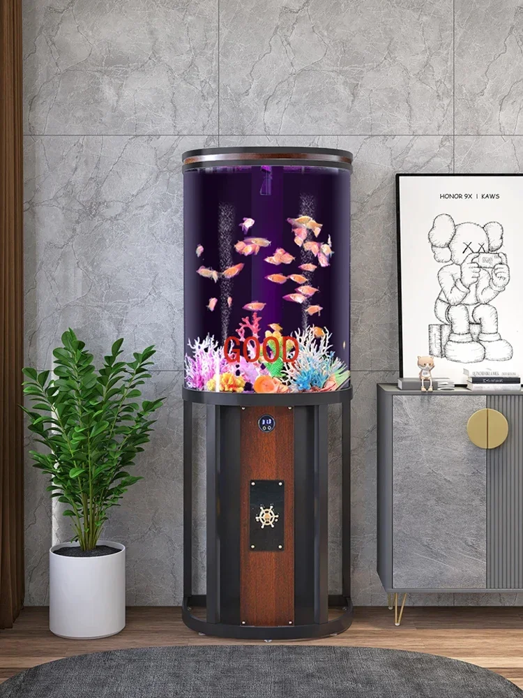 Living Room Small Household Floor Smart Lazy Change Water Acrylic Cylinder Aquarium