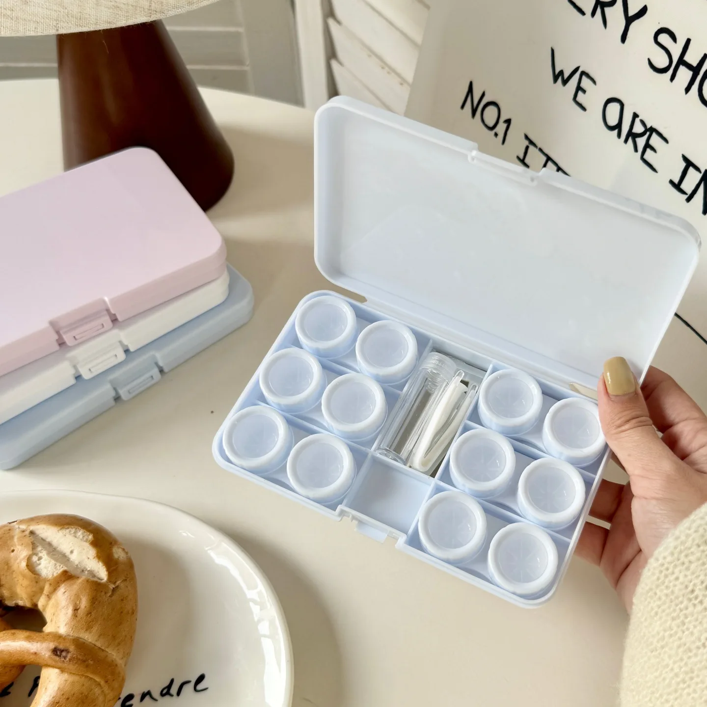 Solid Color Large Capacity Contact Lens Case Travel Contact Lenses Case Soak Container Lenses Box for Beauty Pupil