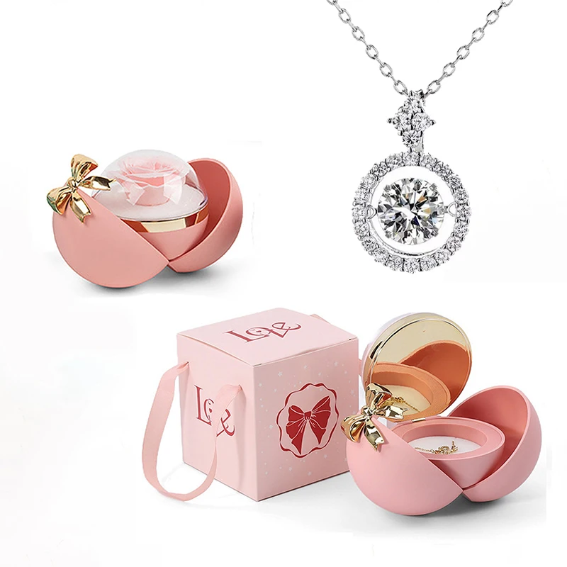 

I Love You Silvery Necklace With Bowknot Globular Gift Box Suitable Give Girl Friend Birthday And Mother Jewelry Surprise