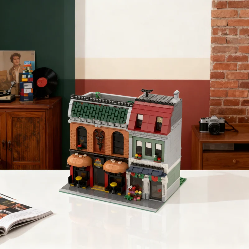 

2208pcs MOC Burger House Florist Modular Streetscape Model Building blocks Architecture toy Christmas gifts Brick Kids