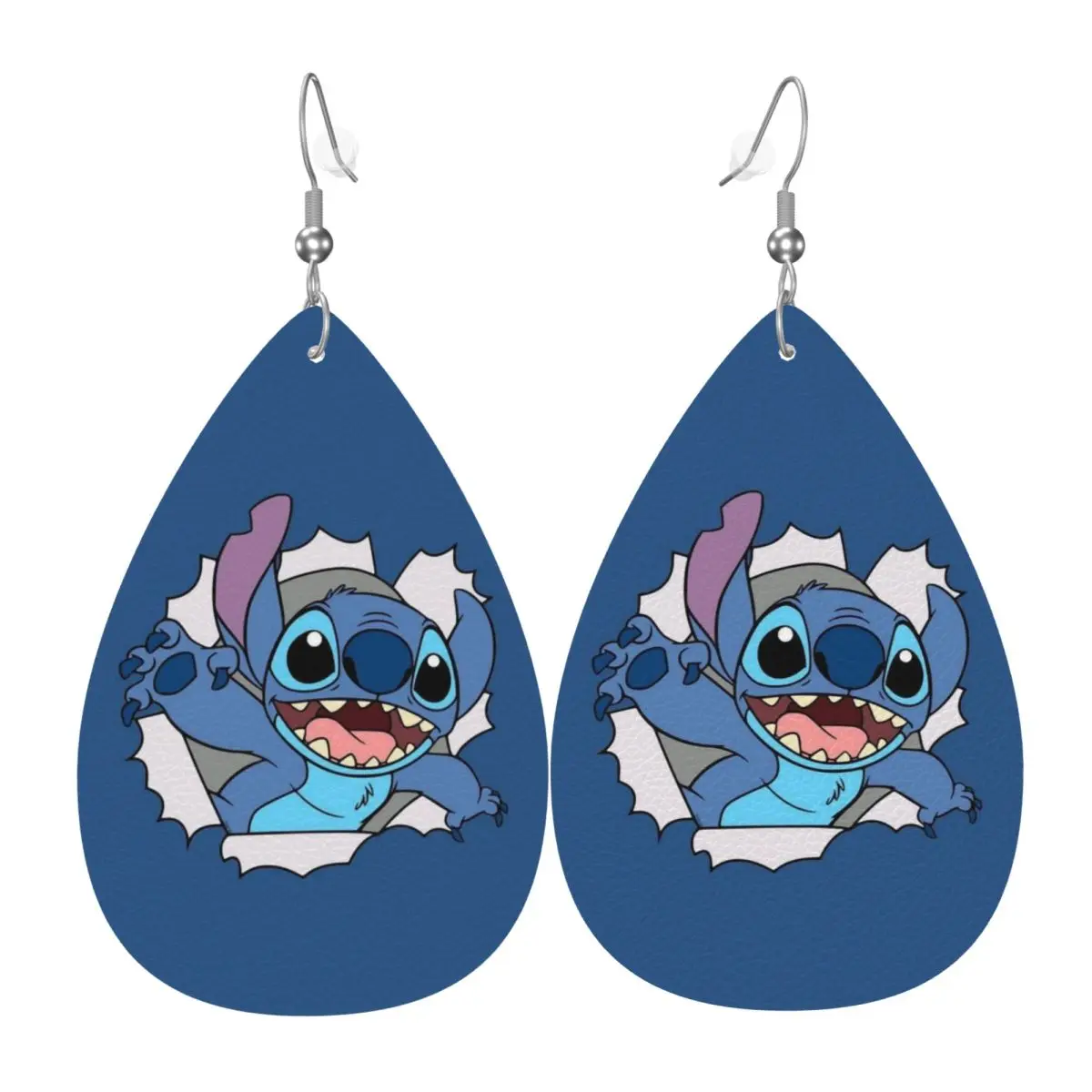 

Серьги-подвески на заказ в стиле стич, манга, аниме, кожаные, каплевидные, из ПВХ-кожи, для подарков, изящные украшения