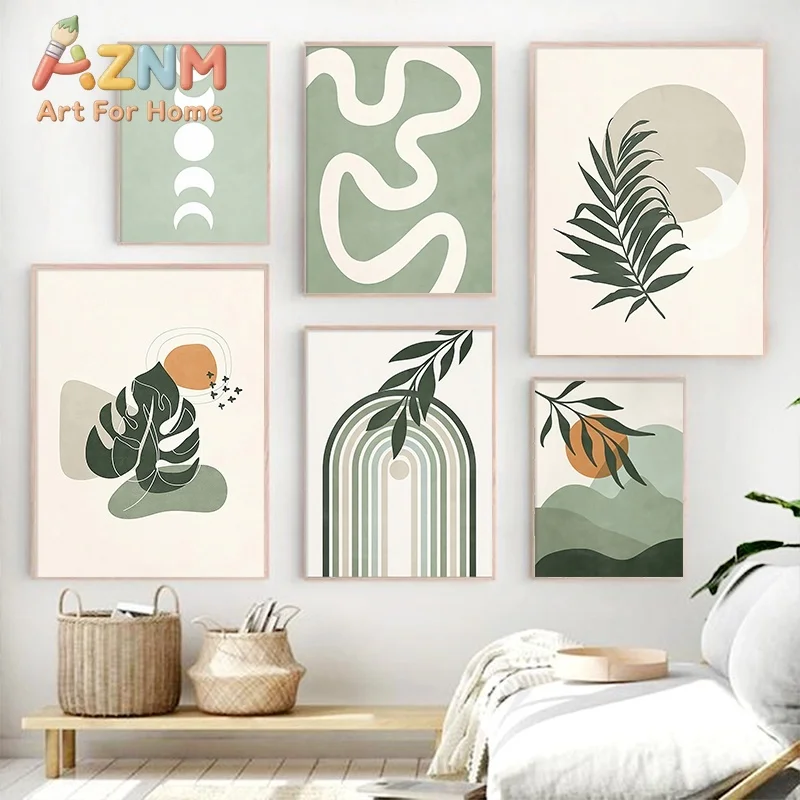 Abstract Poster Bohemian Canvas Leaf Painting Wall Art Prints Living Room Home Decor room decor aesthetic wall art