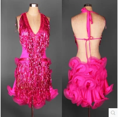 latin dance dress green professional costume for women fringe samba costume colorful womens ballroom competition dresses tassels