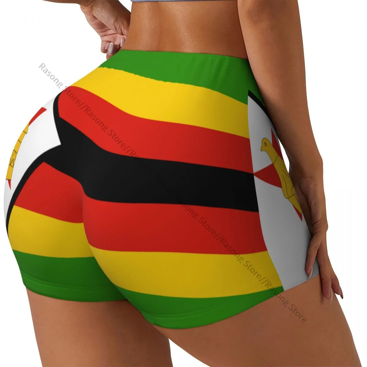 Spandex Yoga Shorts for Women Zimbabwe Flag Workout Booty Shorts