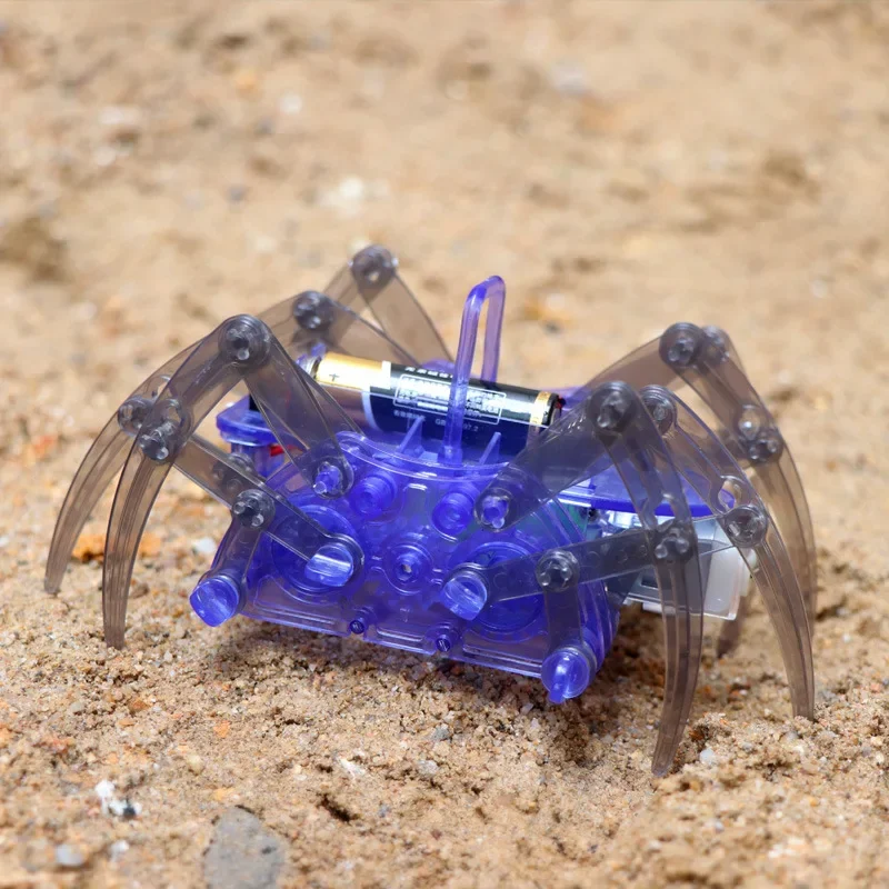 Juguete educativo de ensamblaje electrónico DIY para niños, Robot araña eléctrico, rompecabezas, modelo de ciencia Animal para gatear eléctrico