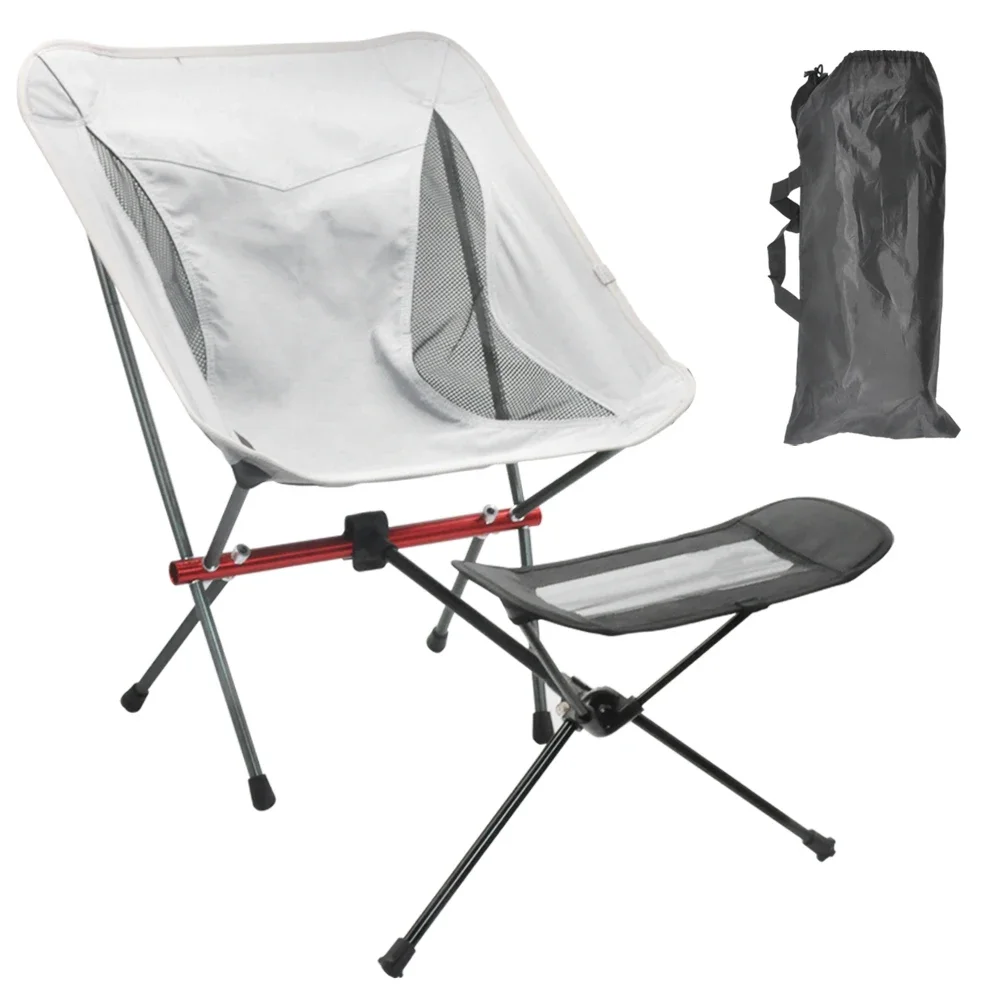 600D Oxford Cloth Aluminium 7075 Portable Super Light Folding Moon Fishing Beach Chair Camping Stool with foot  rest