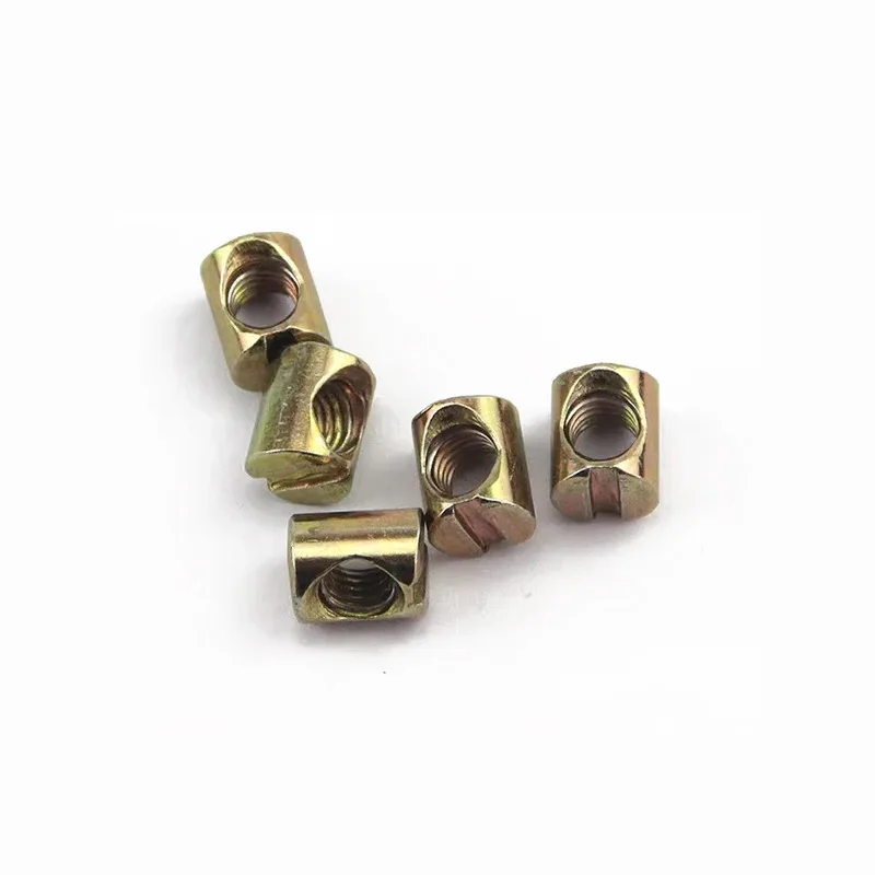 Zinc Plated Hammer Head Nut With Horizontal Hole 2-In-1 Connector For Furniture Hardware M6 M8