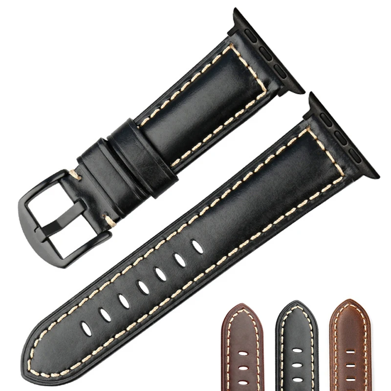 Cinturino in pelle cerata olio per cinturino Apple Watch serie 10 9 8 7 6 SE Ultra 3 2 IWatch 49mm 46mm 45mm 41mm 44mm 42mm 40mm Bracciale