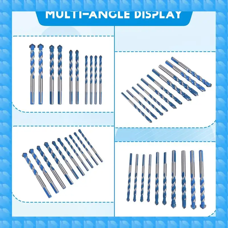

ETRT 10Pcs Tungsten Carbide Masonry Drill Bit Set For Metal Steel Porcelain Tile Concrete Brick Plastic Wood (6 8 10 12M