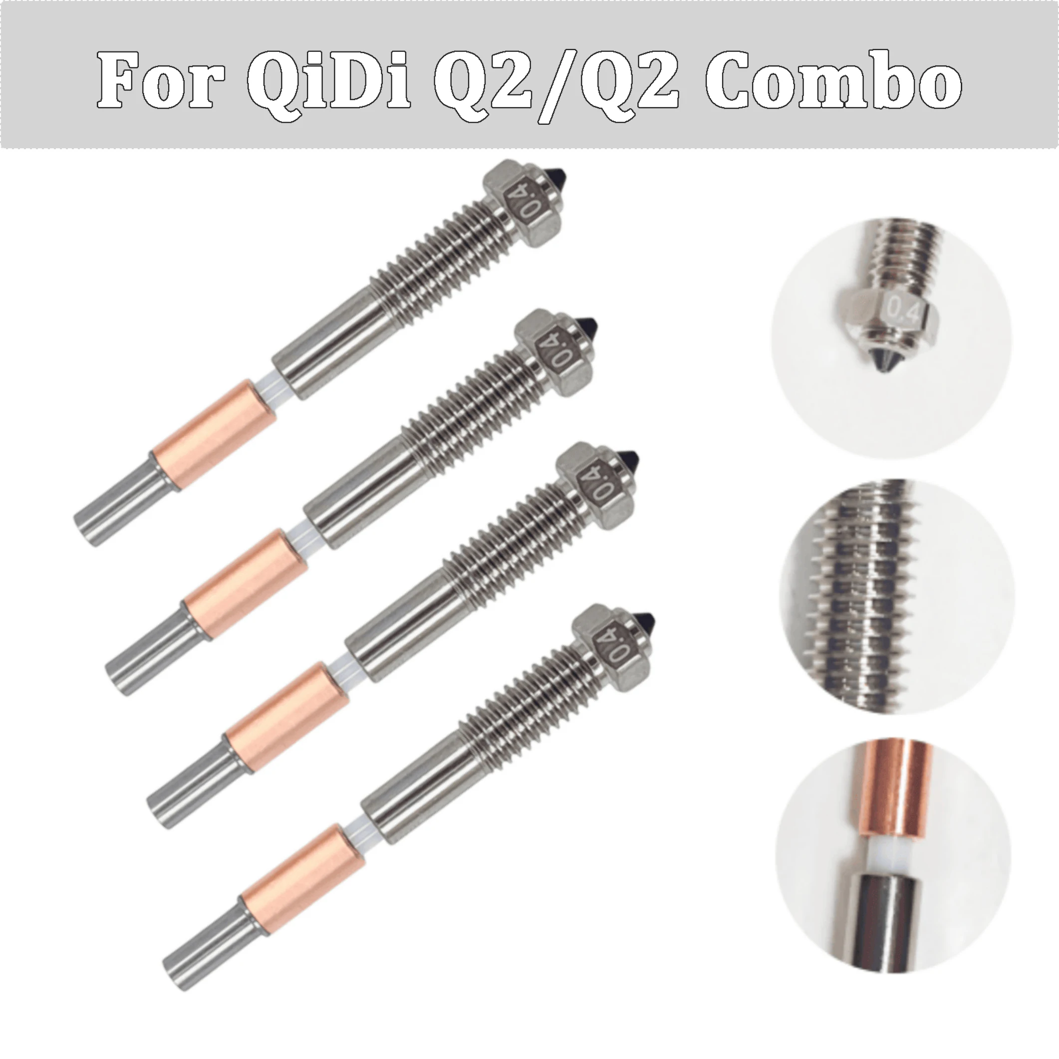 For QiDi Q2/Q2 Combo Bimetallic Nozzle With Ceramic Insulation Integrated Design Quick Removal Integration Nozzles For QIDI Q2