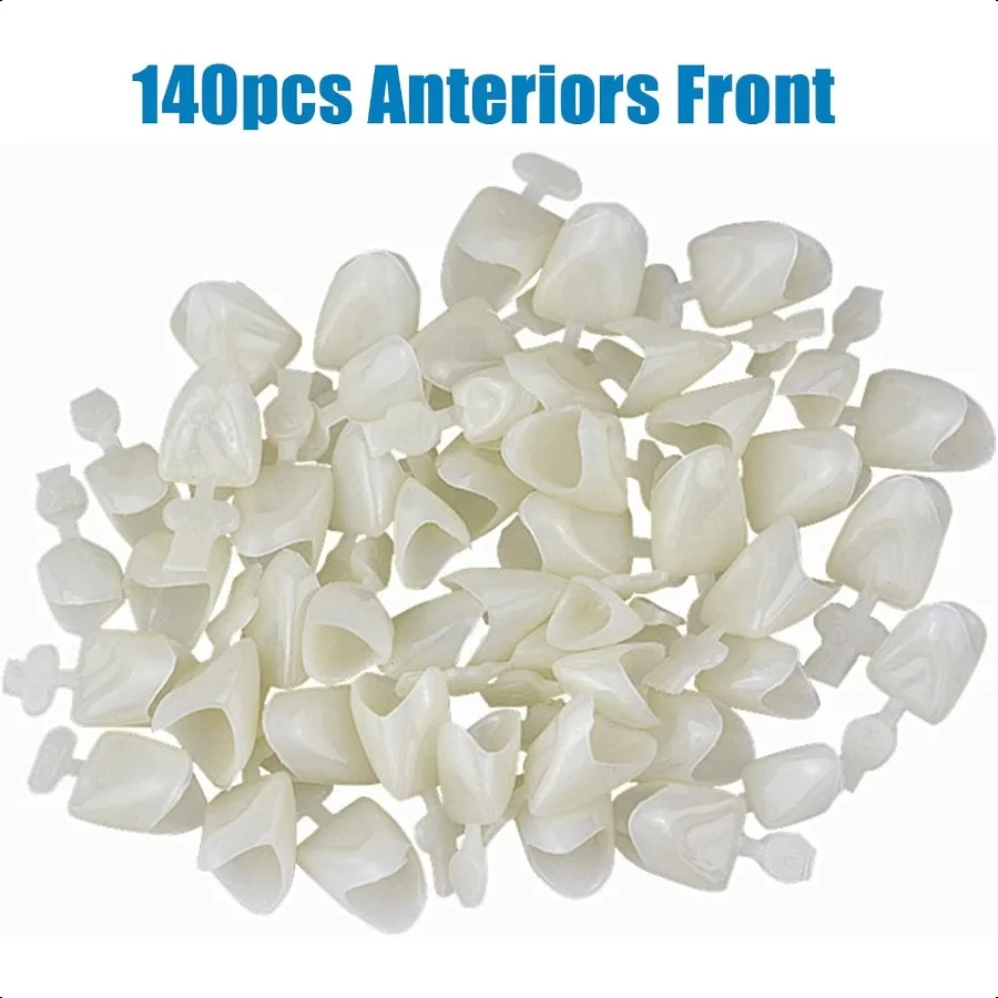 120 Pieces Fake Tooth Cap Crown Front Teeth with Tooth Repair Thermal Beads Cap Filler for Teaching or DIY 120pcs Front