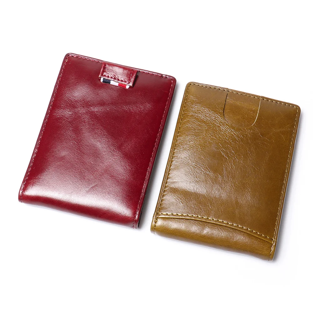 LUOKIR New Genuine Leather Dollar Clip Cowhide Multi-Card Card Holder RFID Anti-Magnetic Card Swiping Function Coin Purse