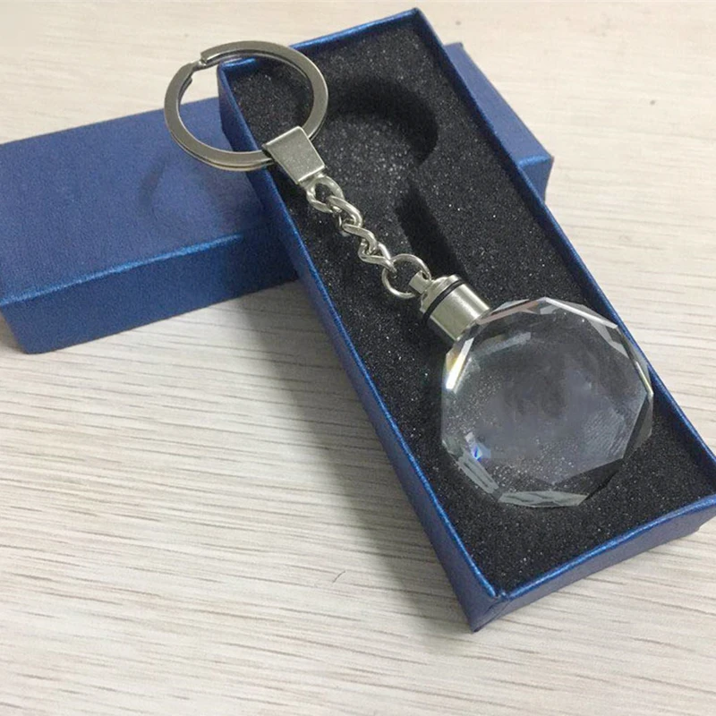 Customized No Logo K9 Crystal Key Chains Gift Car Key Decoration Laser Engraved Logo Patterns With LED Light