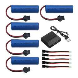 5Pcs 14500 3.7v 1200mah Rechargeable Lipo battery SM 2P plug For RC Stunt Dump Car JJRC C2 D828 RC Car Parts With Charger