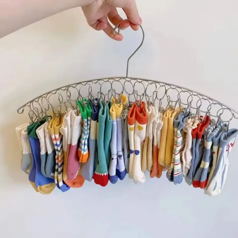 20 أوتاد الفولاذ المقاوم للصدأ الملابس تجفيف شماعات يندبروف رف الملابس مقاطع جورب الغسيل Airer شماعات حامل الملابس الداخلية