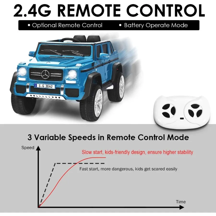 Passeio no caminhão licenciado Maybach G650 alimentado por bateria passeio em brinquedos carro com controle remoto luzes LED música início lento 12V elétrico