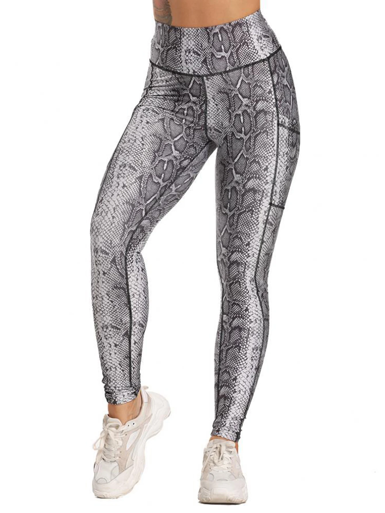 

Женские узкие леггинсы с высокой талией, осенние удобные спортивные штаны до щиколотки с графическим принтом