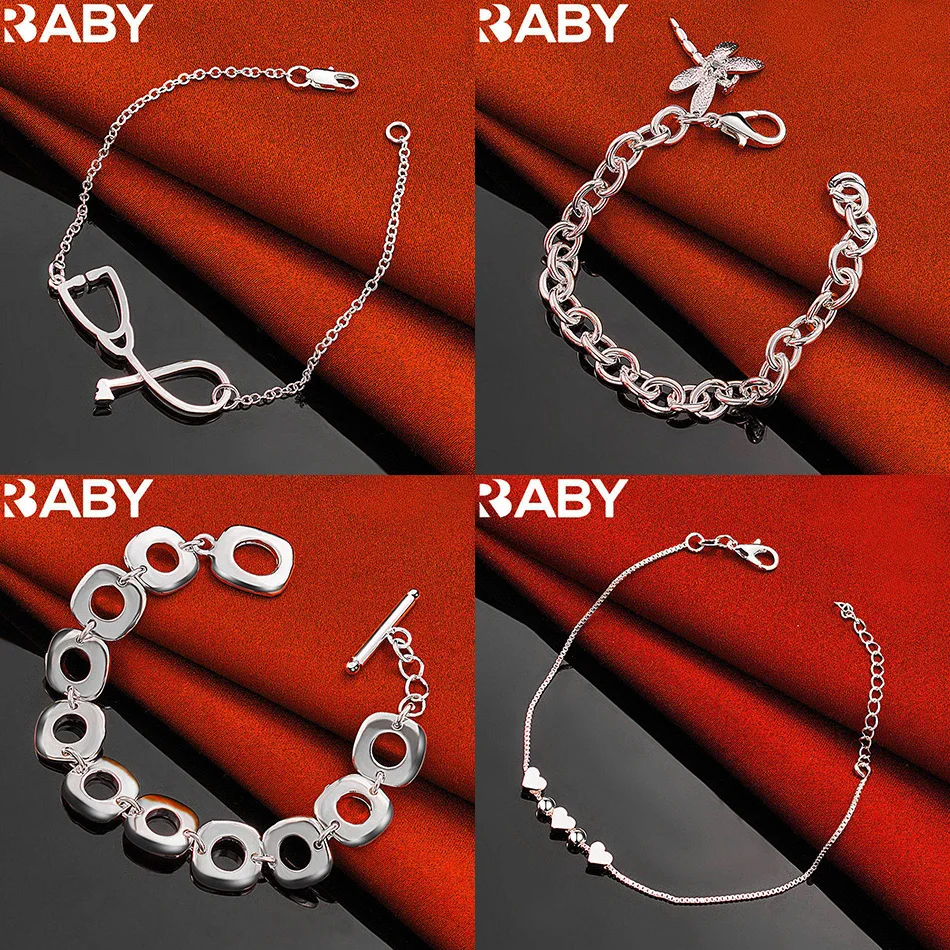 

URBABY 925 Sterling Silver Design Bracelets For Women Men Charm Trend Birthday Gifts Fashion Party Fine Jewelry