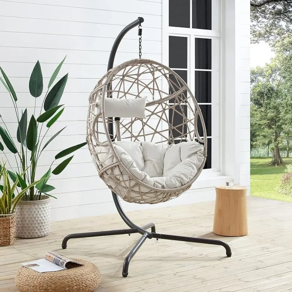 Egg Chair Patio Hanging Swing  Stand Hanging Lounge  Wicker  Hammock Chair with Cushion Hanging Basket Chair Hammock