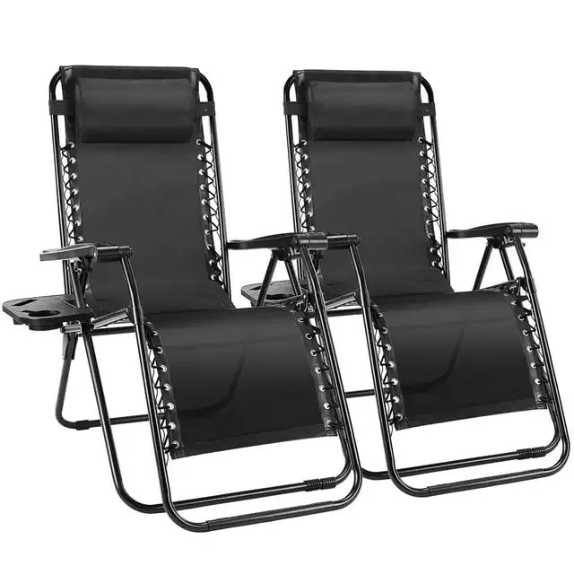 

Zero Gravity Chair Outdoor Lounge Chair，Suitable for Beach Terrace Pool Patio, Black 2-Pack