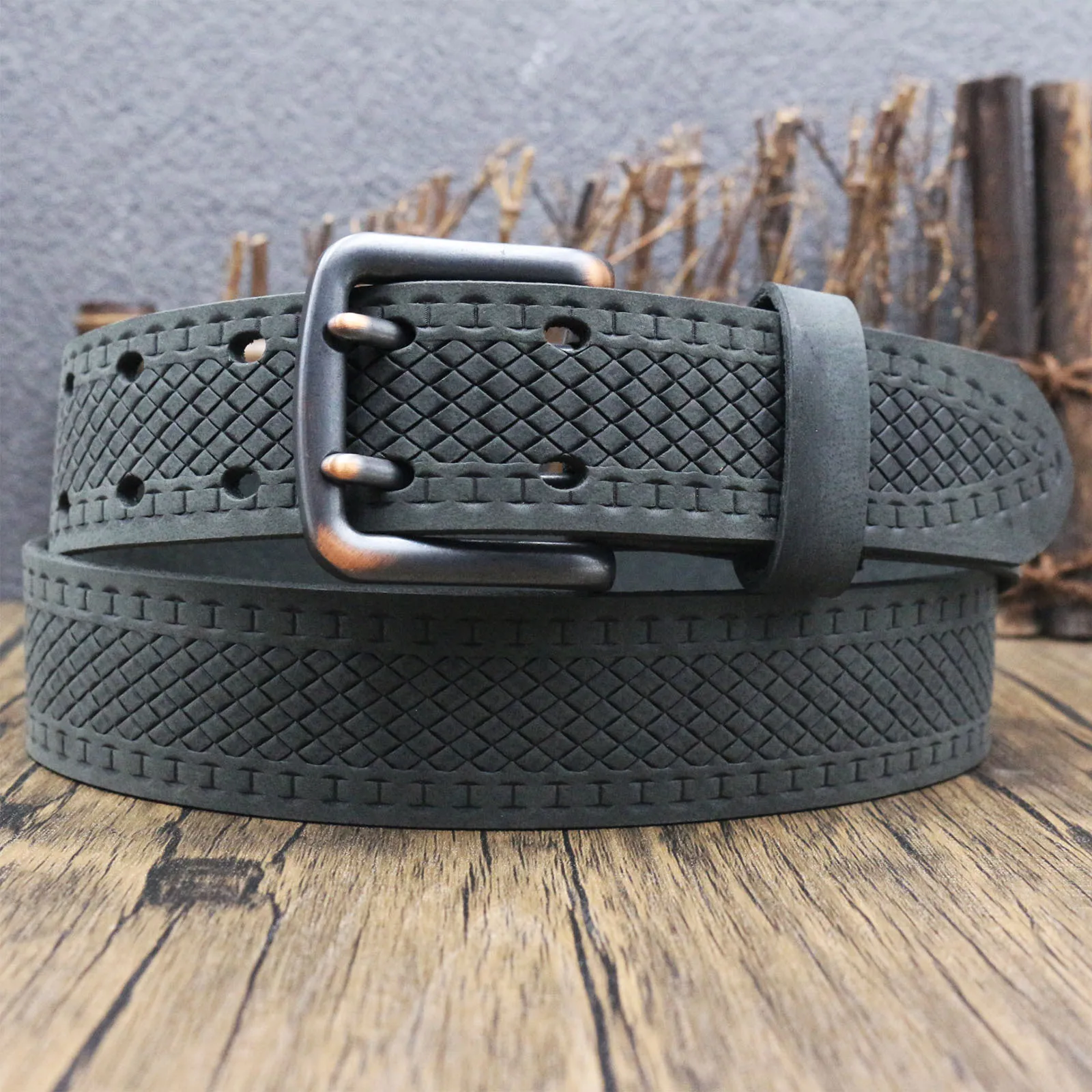top-grain-crazy-horse-leather-belt-men-antique-tooled-embossing-rustic-hardware-fitting-flexible-cowhide-body-wear‑proof-edge