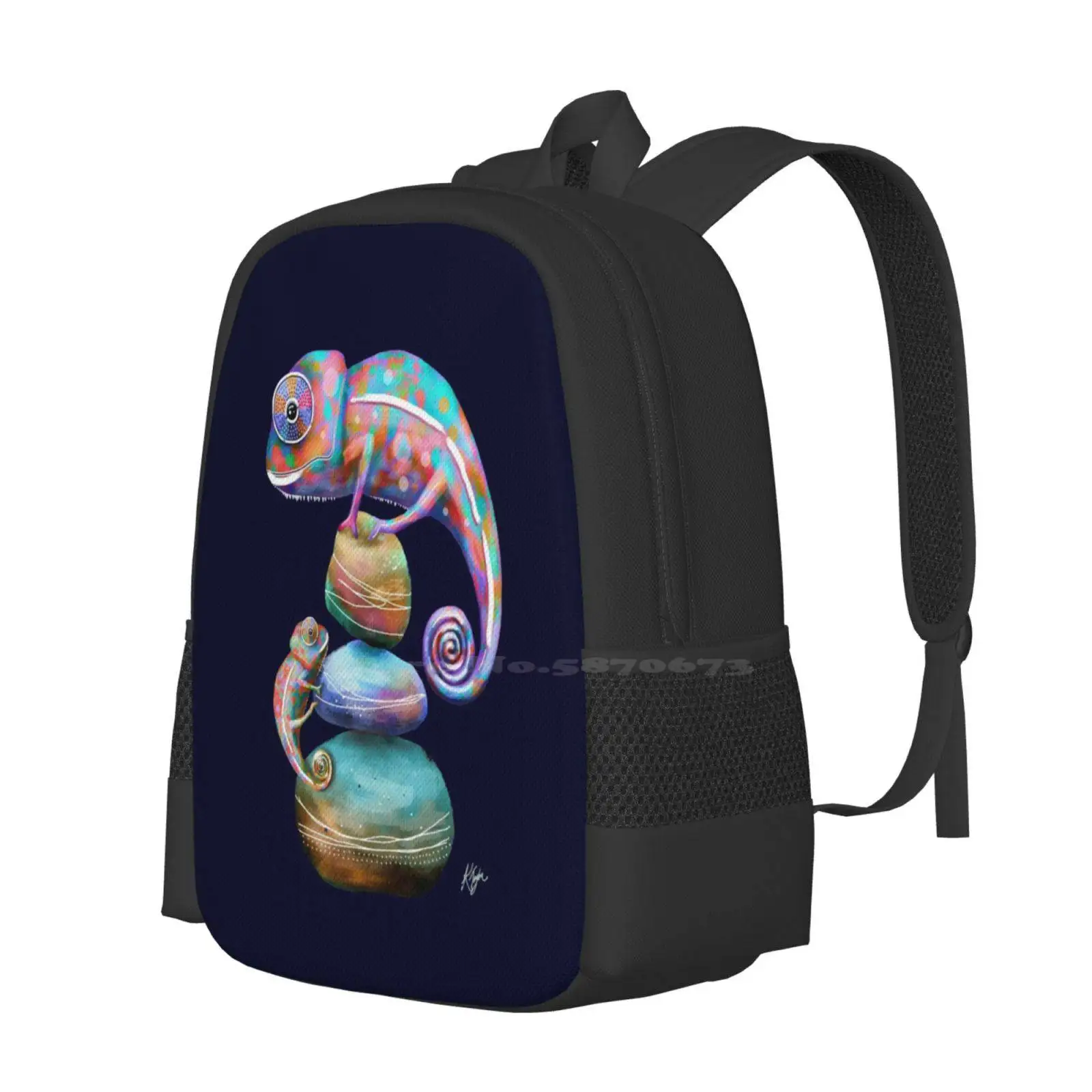 Chameleons Pattern Design Bagpack School Bags Chameleon Hat Chameleon Cap Chameleon Jigsaw Chameleons Nature Animals Colourful