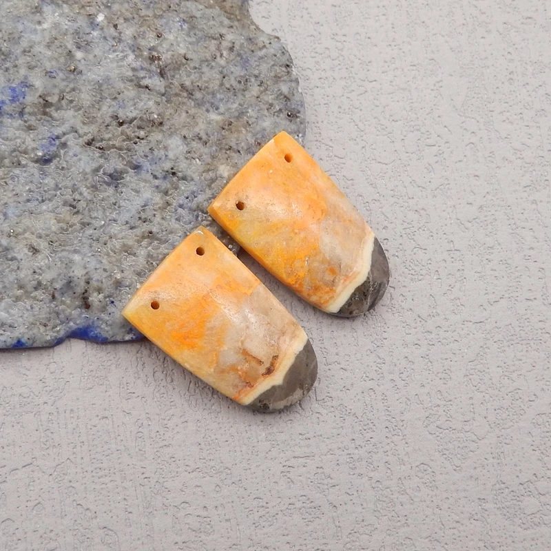 Natural Stone Bumble Bee Stone Double Holes Earring Bead,Earrings Accessories For Women,Fashion Jewelry DIY Making 22x17x4mm 5g