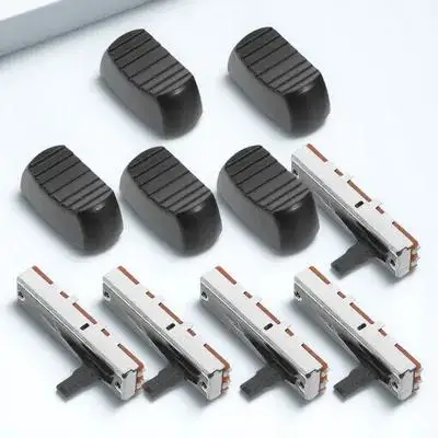 5Sets Precision Control 35mm Fader Singlechannel Straight Sliding Potentiometer Mixer Knobs Caps Replacement Mixer Slider