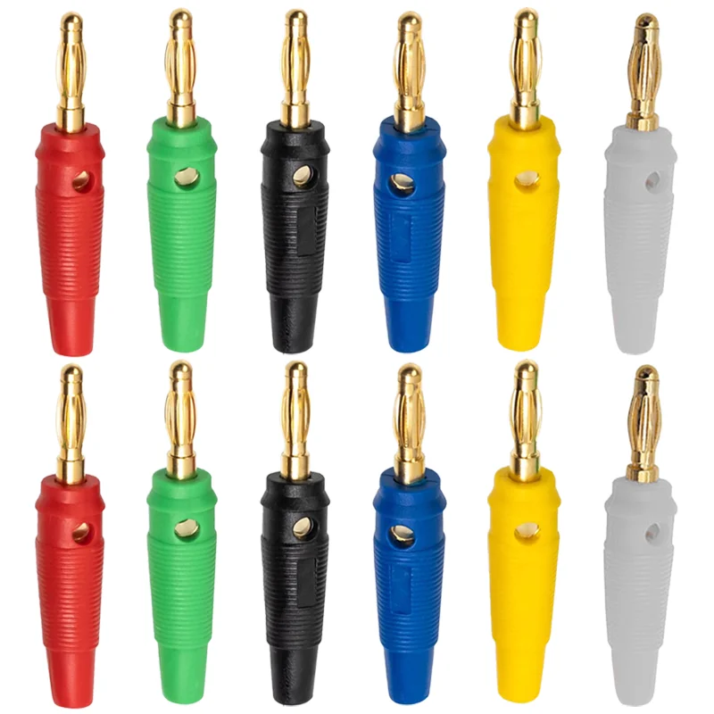 20 sztuk 4mm wtyki bananowe czysta miedź pozłacana muzyczny kabel głośnikowy przewód Pin złącza wtykowe bananowe