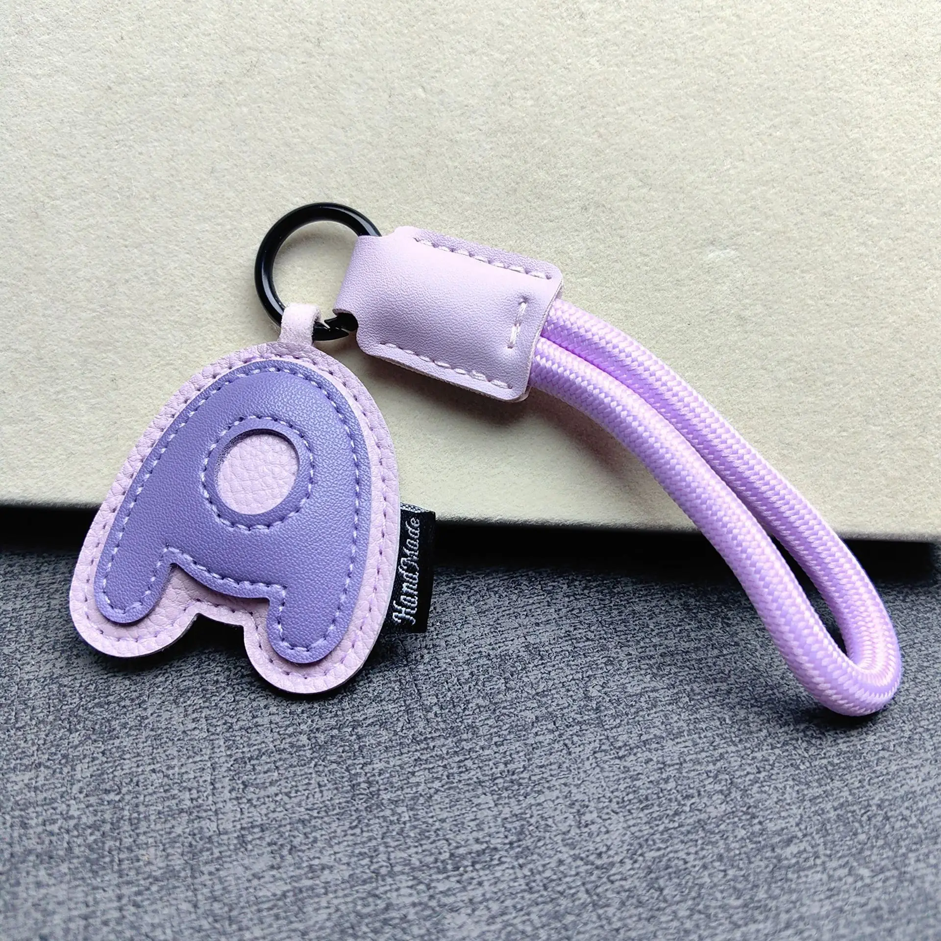 Cute PU Leather 26 Keychains Braided Wrist Straps Anti-loss Lanyards Multi-use Keyrings For Suitcase Camera Phone Case Pendants