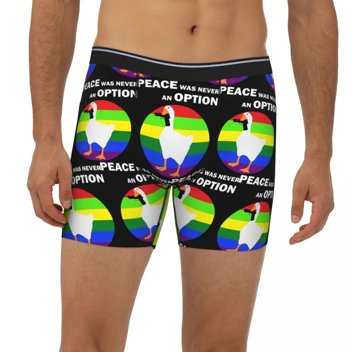 

Peace Was Never An Option Funny Goose Meme With Gun Honk Gift Long Boxer Underpants Short Men's Panties Underwear Man Boyfriend