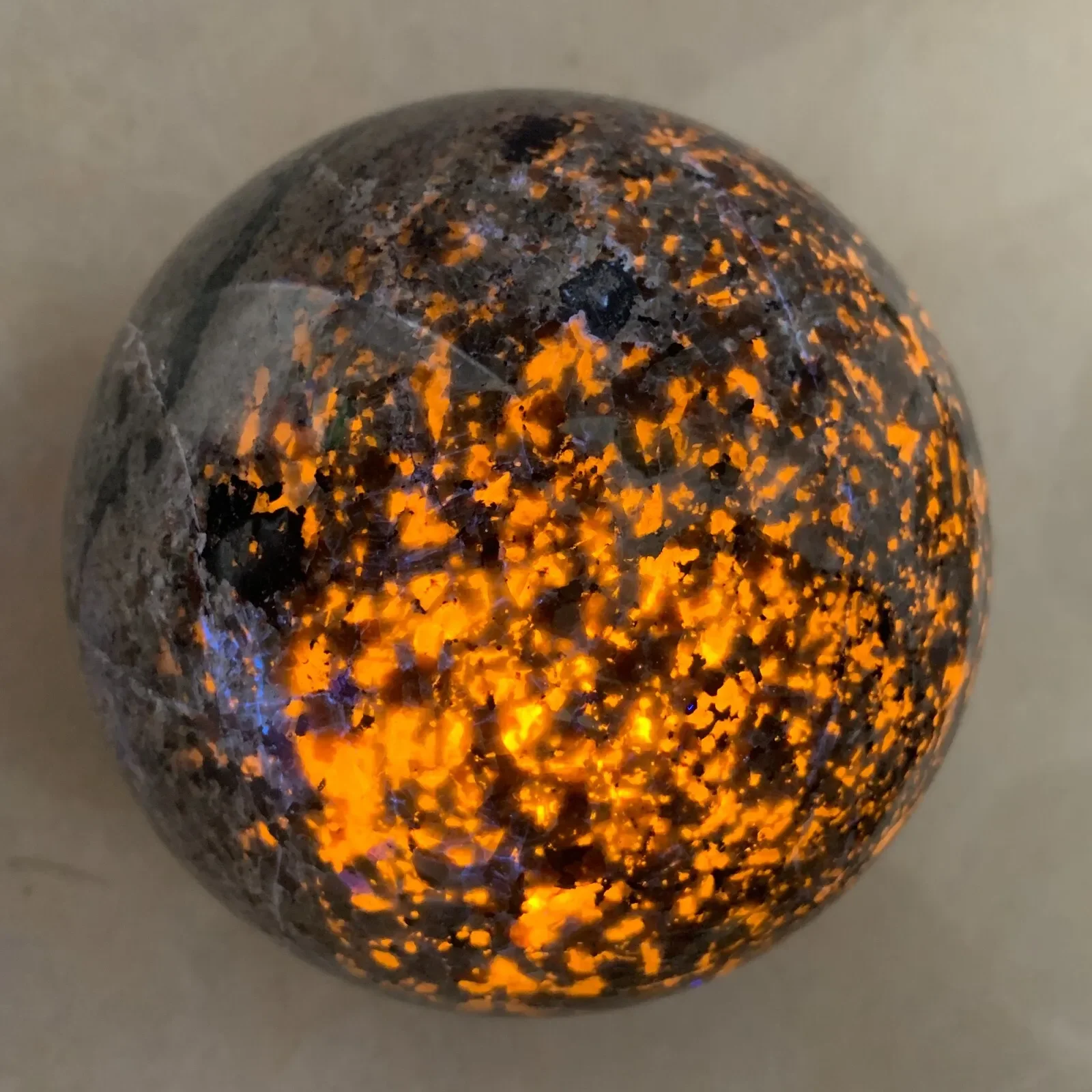 Natural Formed! Flame Stone Ball, Quartz Crystal Ore Ball, Mineral, Reiki, Healing, Display Flame Under Purple Light