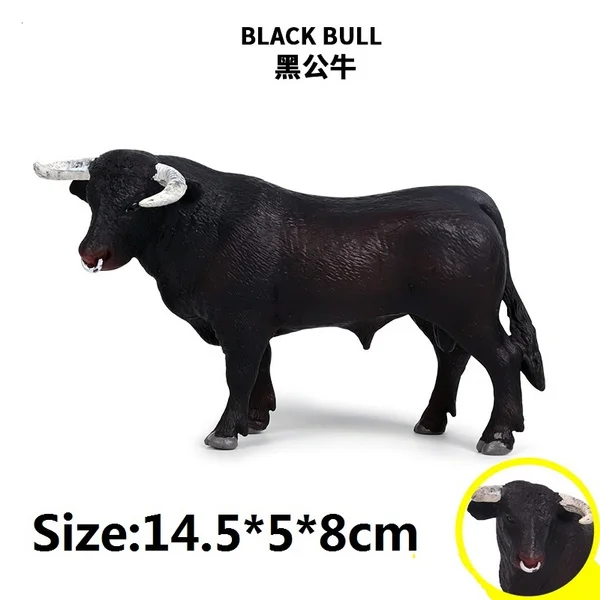 Solid wildlife world model black bull buffalo children's cognitive model toy accessories