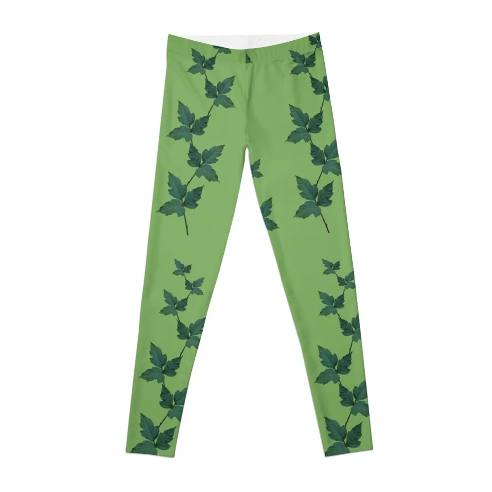 Real Poison Ivy Leaves Pattern- Poison Ivy Cosplay | Ivy Pattern | Green Leggings harem pants Womens Leggings