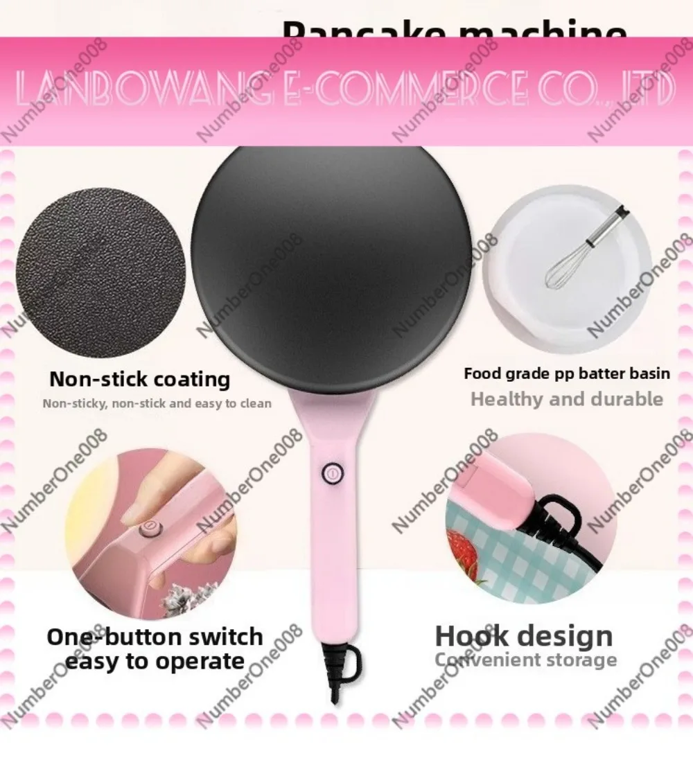 Home Electric Crepe Griddle Maker, Non-Stick Pancake Cooking Machine for Spring Roll & Pizza, 12 Inch Adjustable Temp