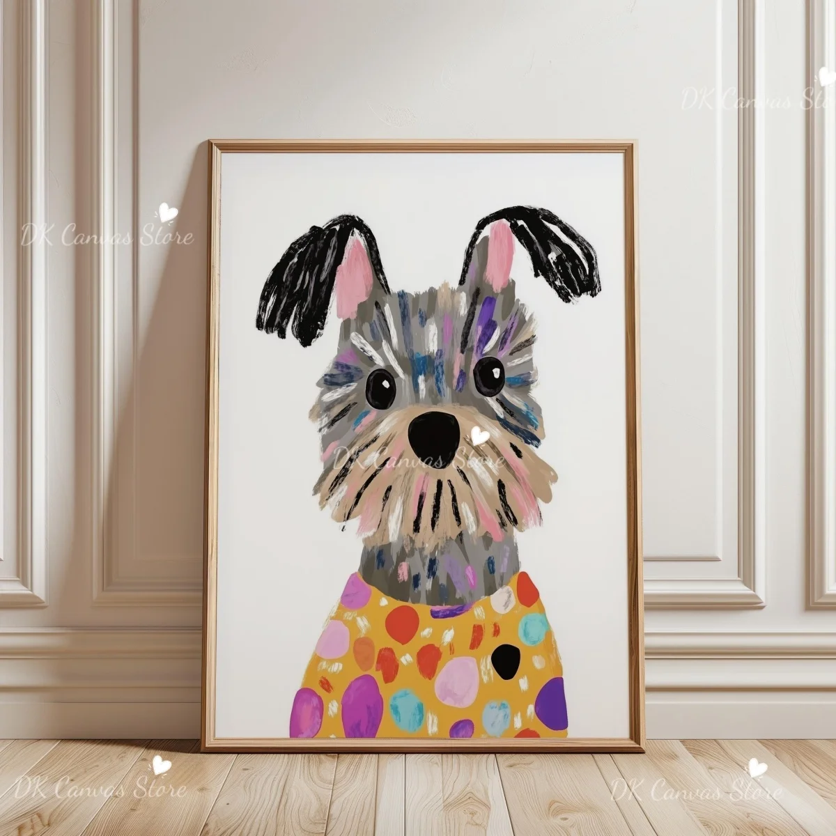 Whimsical Cartoon Animal Canvas Print Poster Funny Cute Skateboard Dog Art Prints Living Room Nursery Wall Art Home Decor Poster view 3