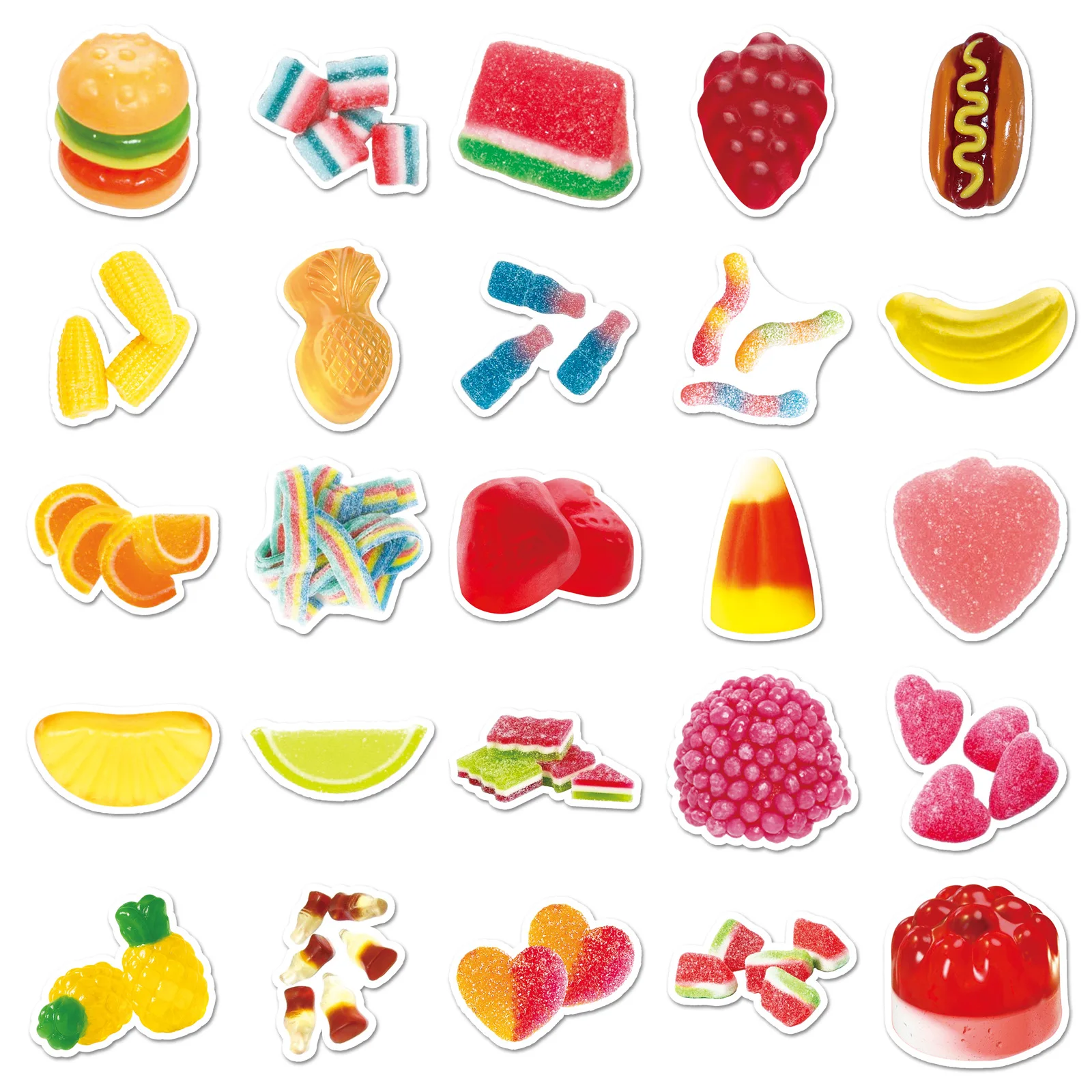 

10/50PCS Cute Food INS Style Colorful Fondue Funny Creative Decorative Stickers Waterproof Decorative Toys for Stationery Box