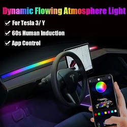 Nuova Console centrale cruscotto ricarica Wireless tubi di luce al Neon per Tesla Model 3 Y RGB interni LED Strip Lights Controller App