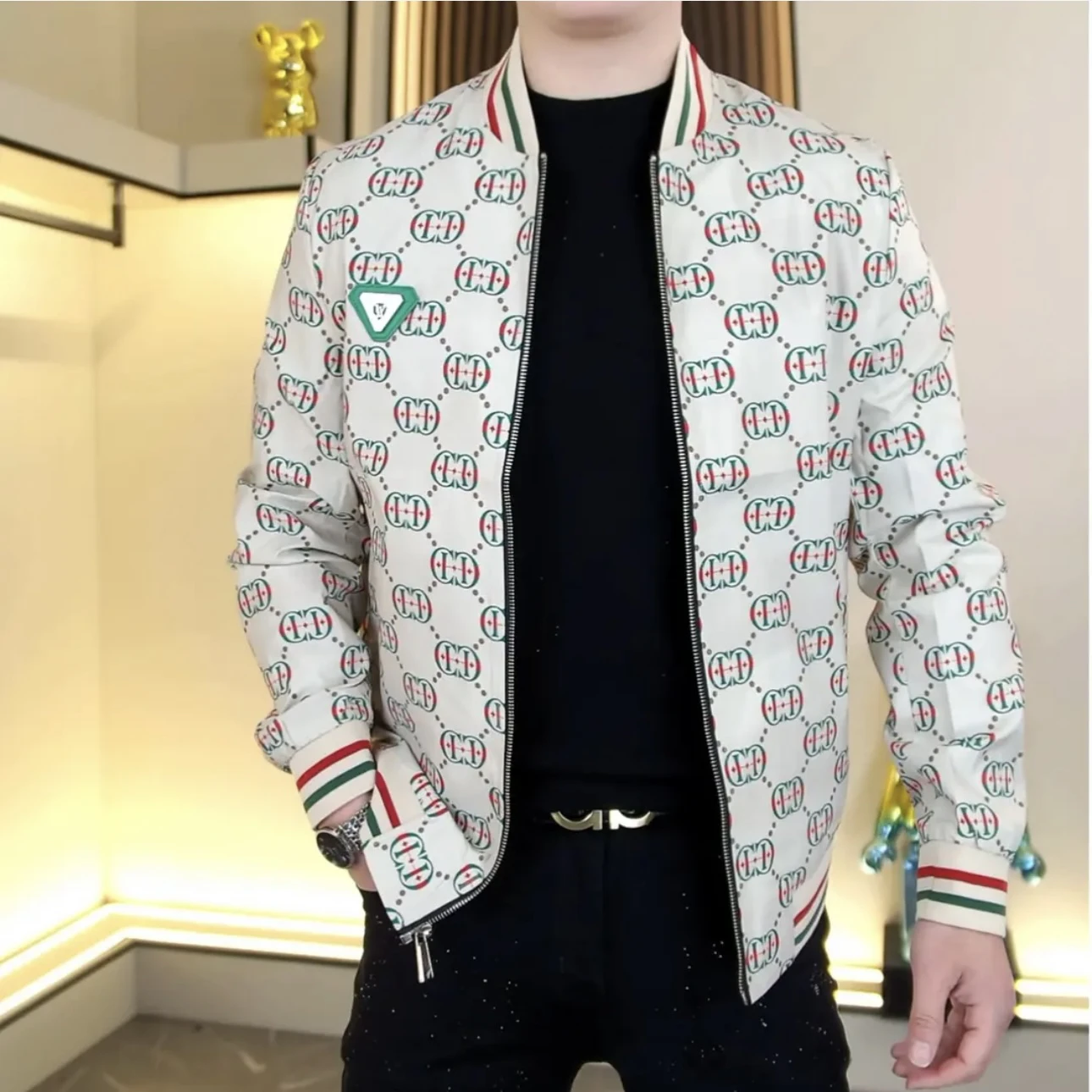 

High Quali Men's Spring Autumn Baseball Jaet Slim Fit Faionable Outerwear Breathable Polyester Fiber Zipper Closure