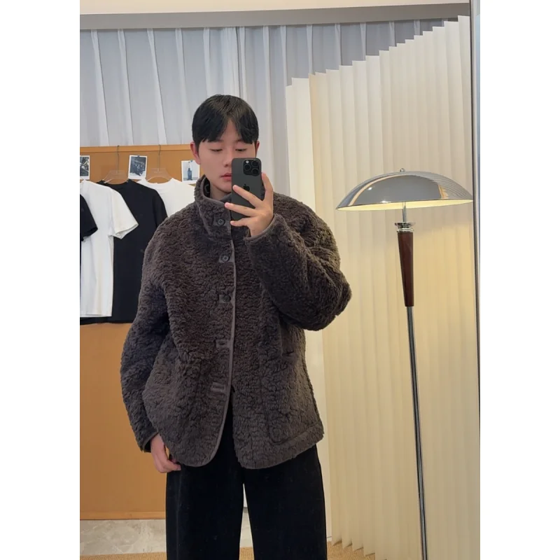 

Новая зимняя мужская куртка из искусственной кожи с воротником-стойкой, на подкладке из искусственного меха, теплая повседневная одежда