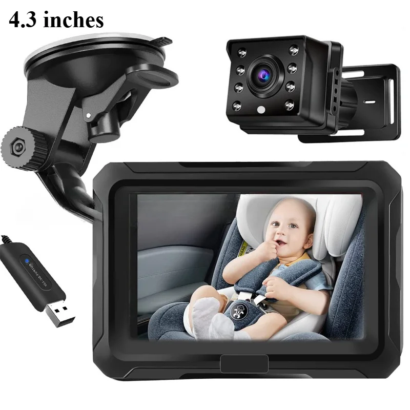 NEW Baby Car Mirror1080P Baby Monitor with Camera Baby Car Mirror with 4.3'' IPS Screen Night Vision Function Adjustable Wide