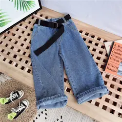 Girls' wide-leg pants children's jeans Spring and autumn straight leg pants loose everything with baby girl temperament pants