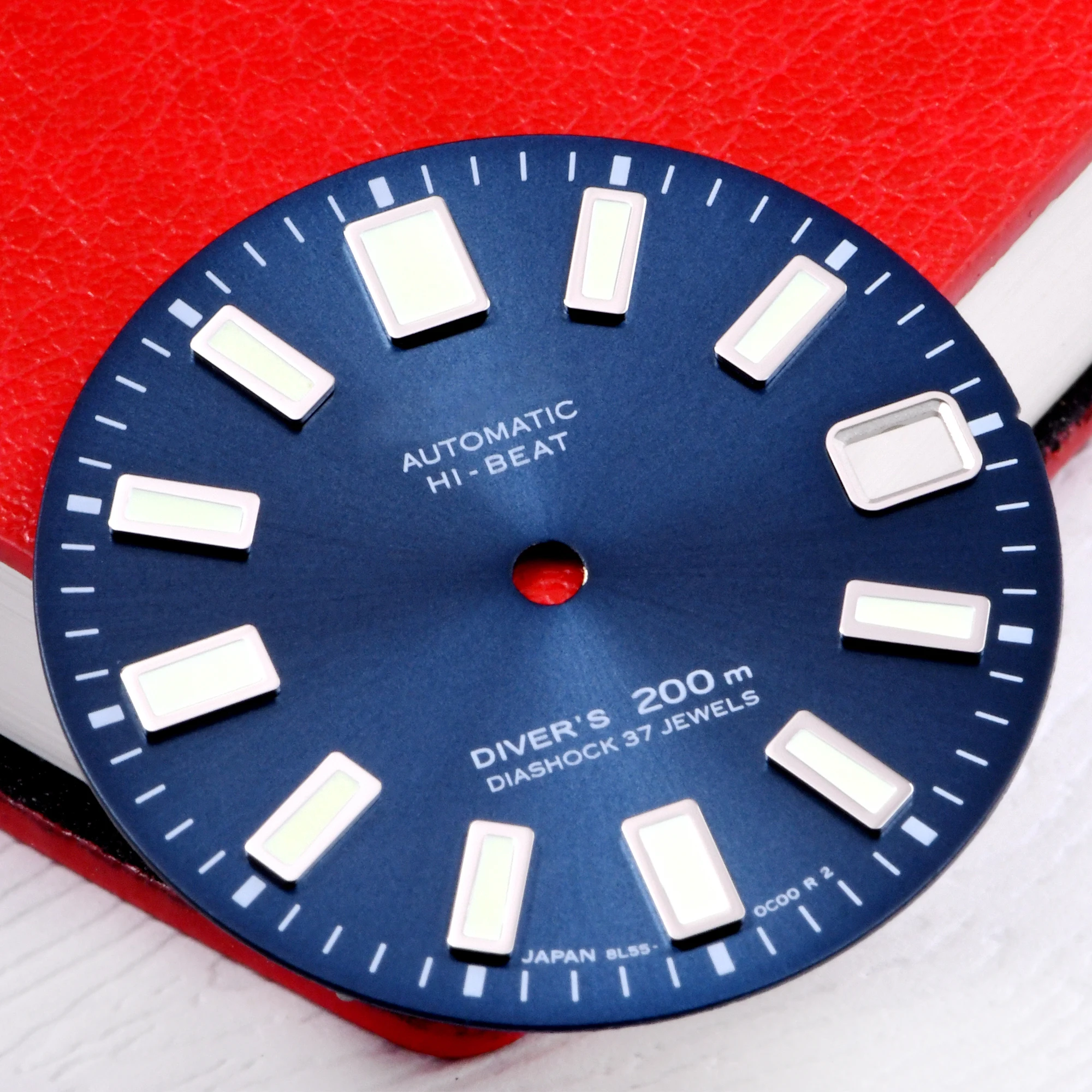 28.5mm Blue 62MAS Style Watch Dial Super C3 Green Lume 3/3.8 O'clock Date Window Replacement Dial for NH35 NH36 Movement