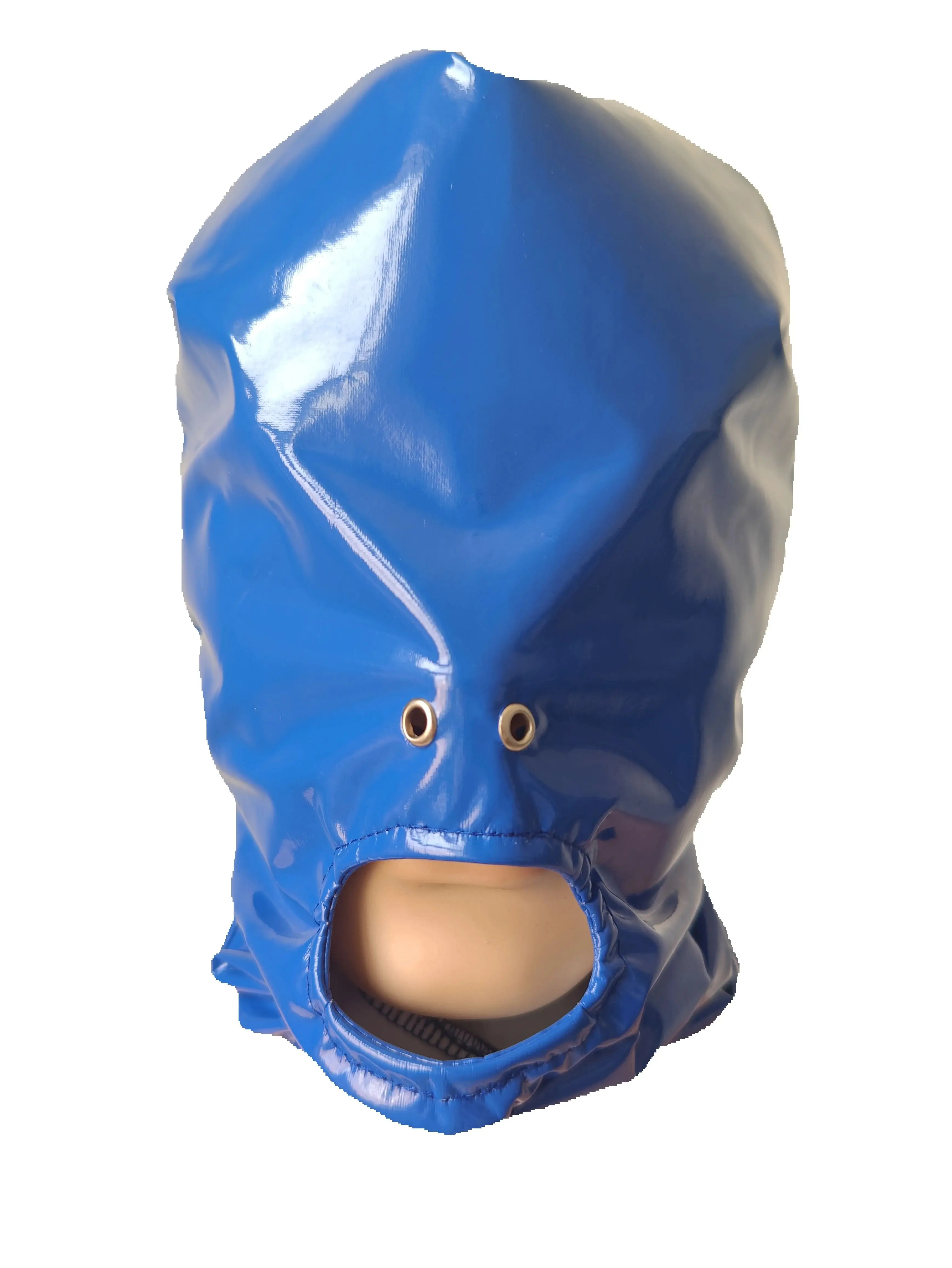 

Halloween Blue Masks Cosplay Costumes PVC Faux Leather Mask open mouth with nose Eyelet Zentai Costumes Party Accessories