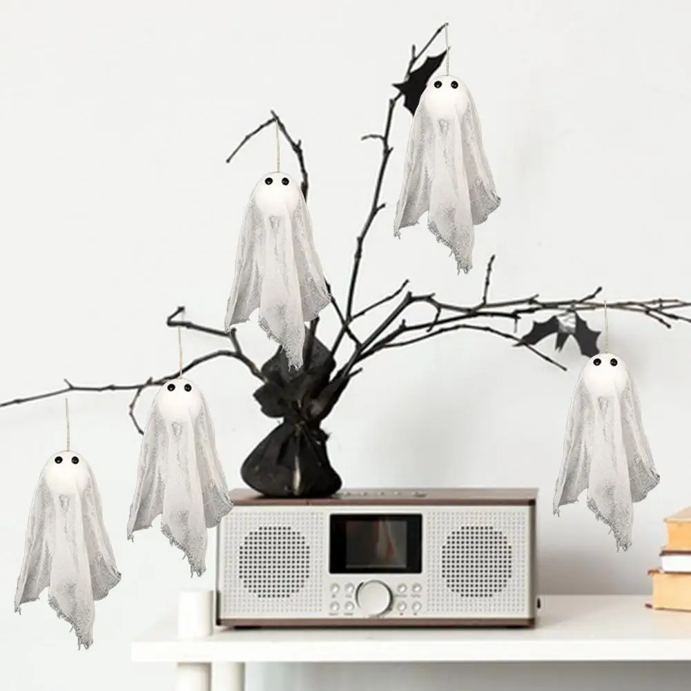 Juego de decoraciones de Halloween, adornos colgantes de fantasma de Halloween, decoración de fiesta de Casa Encantada, tela blanca para patio