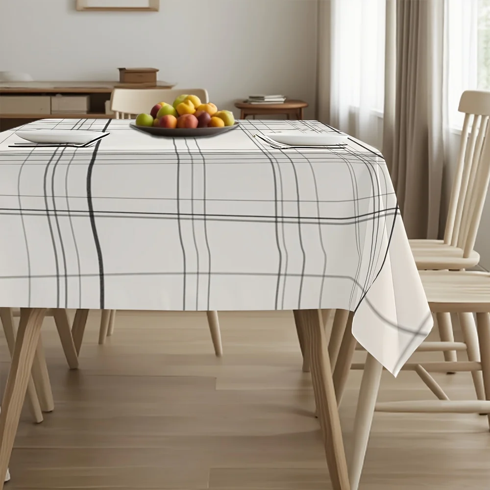 One neutral-toned check tablecloth, suitable for the dining table - soft///horizontal stripes, fabric materialxzj