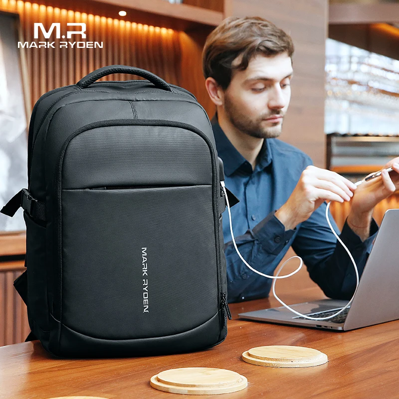 Imagem -02 - Mark Ryden Grande Mochila à Prova Impermeável Água 15.6 Polegada Portátil Multi-camada Bolsos Bolsa Homem Carregamento Usb Mochila Escolar Viagem